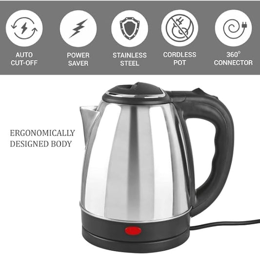 Lifelong ISI Certified Electric Kettle 1.5L with Stainless Steel Body, Easy and Fast Boiling of Water for Instant Noodles, Soup, Tea etc.