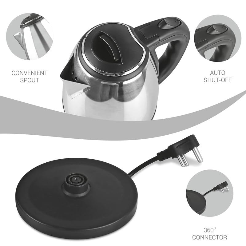 Lifelong ISI Certified Electric Kettle 1.5L with Stainless Steel Body, Easy and Fast Boiling of Water for Instant Noodles, Soup, Tea etc.