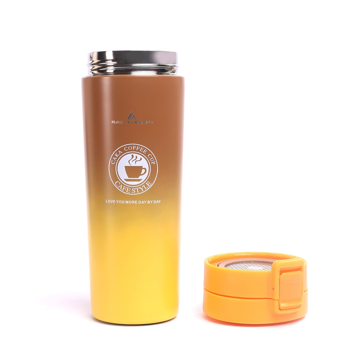 380ml Ceramic-Coated Insulated Coffee Travel Mug | Leak-Proof Vacuum Stainless Steel Cup with Safety Lock Lid | BPA-Free, Dishwasher Safe, Thermal Tumbler for Hot & Cold Beverages (Yellow)