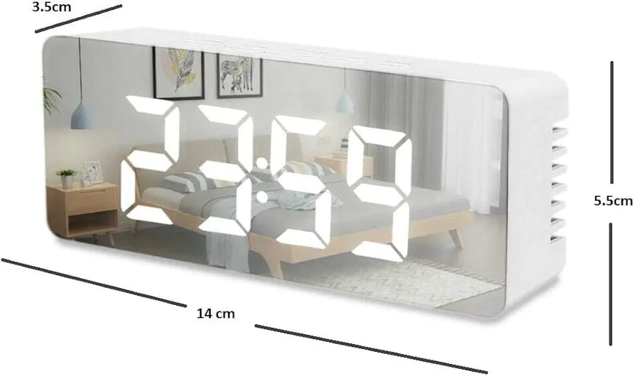 Reacher Mirror Digital LED Mirror Alarm Clock for Table Smart Alarm Clock for Students Heavy Sleepers with Sensor Date and Temperature for Office Home & Bedroom