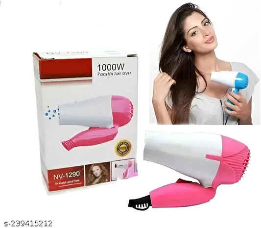 NowNova N-1290 Foldable Hair Dryer, 1000Watt, Pink and White, Portable