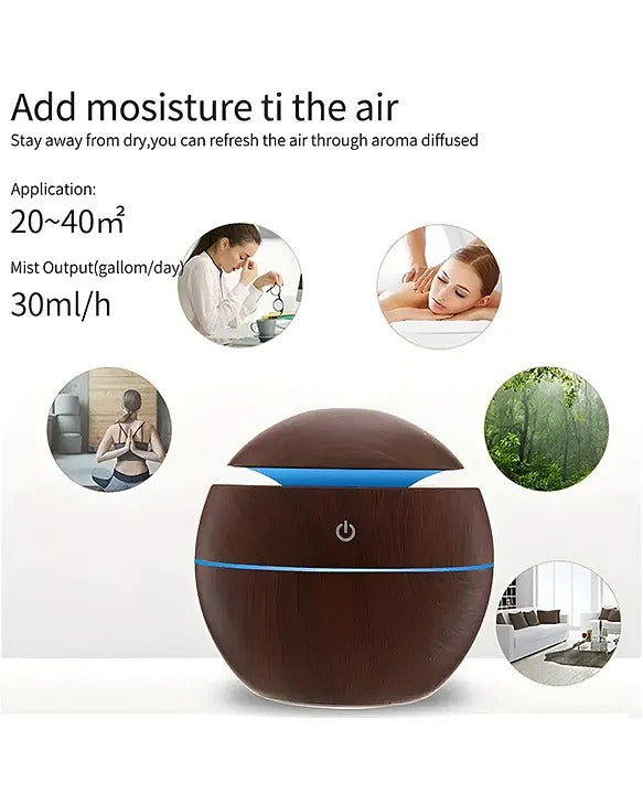 Skadioo Wooden Cool Mist Humidifier & Essential Oil Diffuser | Ultrasonic Aroma Air Humidifier for Car, Office, Babies, and Home | Quiet Diffuser for Bedroom & Room