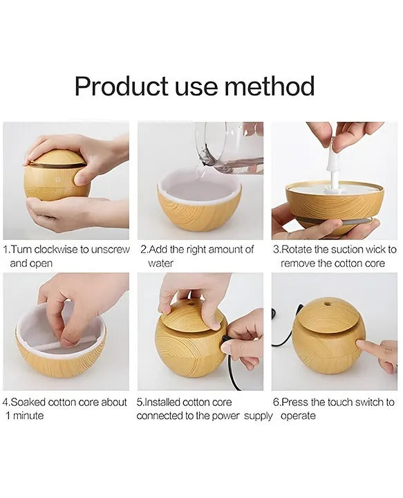 Skadioo Wooden Cool Mist Humidifier & Essential Oil Diffuser | Ultrasonic Aroma Air Humidifier for Car, Office, Babies, and Home | Quiet Diffuser for Bedroom & Room