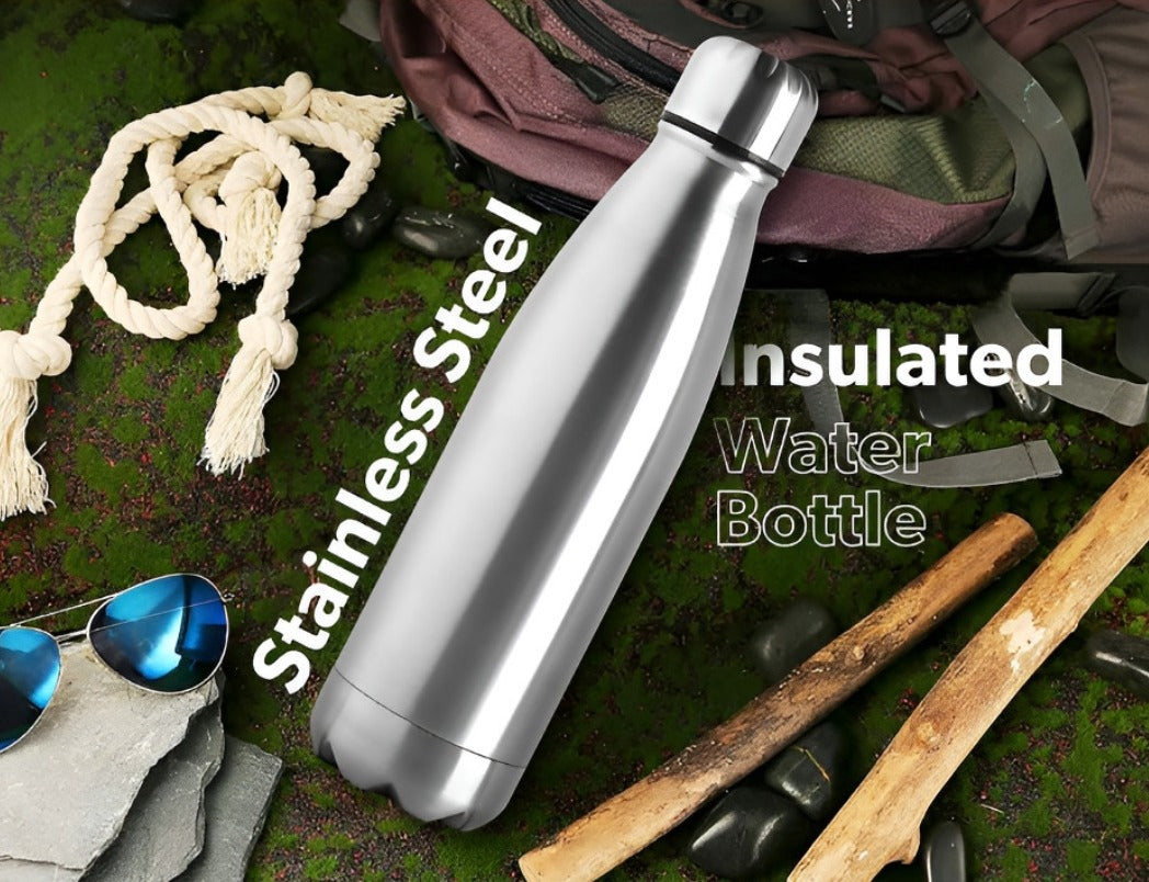 Duo DLX 500 Thermosteel Water Bottle 500 ml, 24 Hr Hot and Cold I Leak Proof Lid, ISI Certified I Vacuum Insulated I for Office, Gym, School I Silver