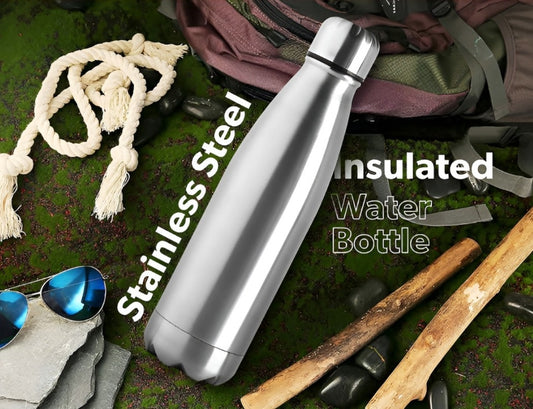 Duo DLX 500 Thermosteel Water Bottle 500 ml, 24 Hr Hot and Cold I Leak Proof Lid, ISI Certified I Vacuum Insulated I for Office, Gym, School I Silver